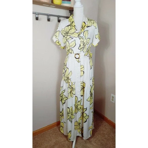 Anthropologie Hutch Saskia Floral Button Down Tiered Maxi Dress $198 Small - Picture 4 of 12